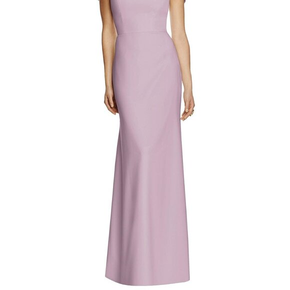 Dessy 2987....Full Length off the shoulders Crepe Dress...Suede Rose...Sz 16 - Picture 2 of 6
